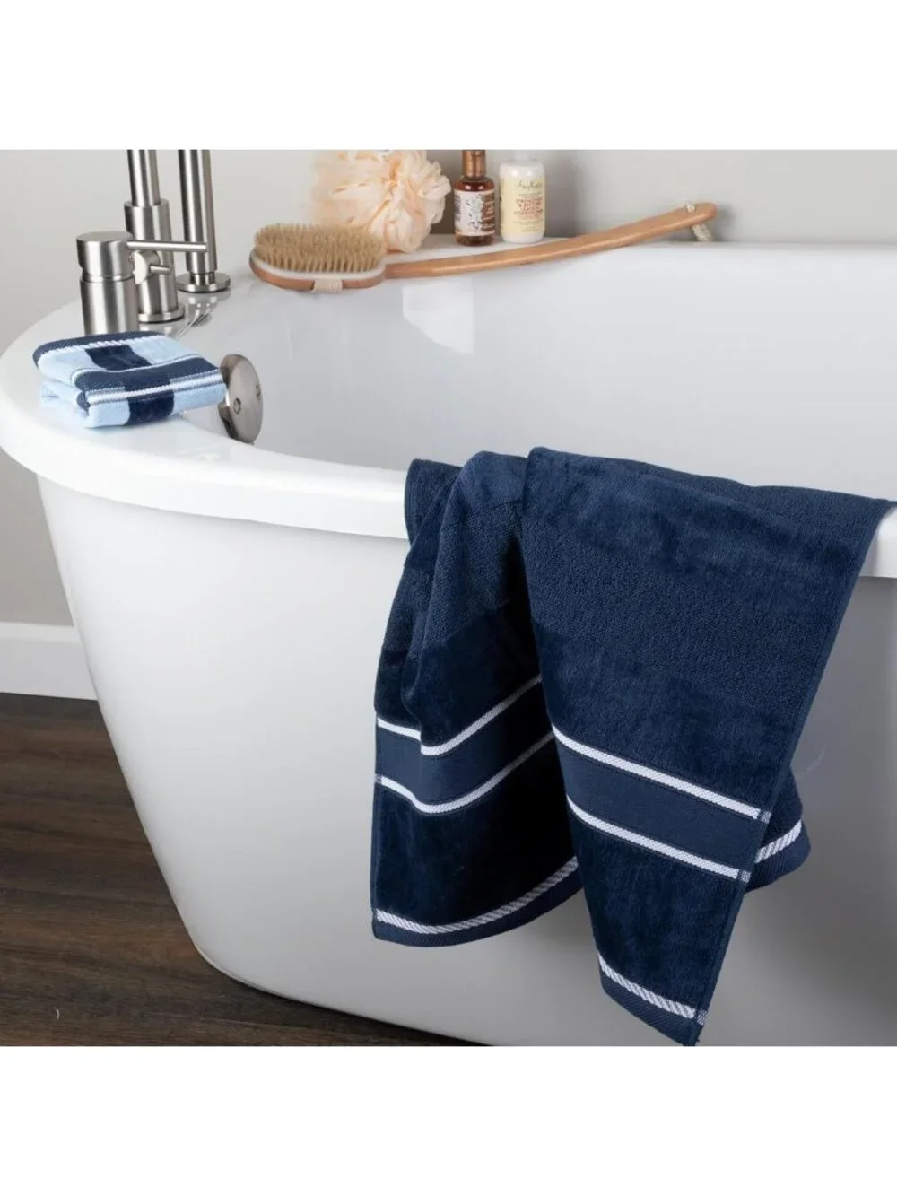 Navy Bathroom Towel Set of 6 - Soft, Absorbent Bath Accessories for Home Decor